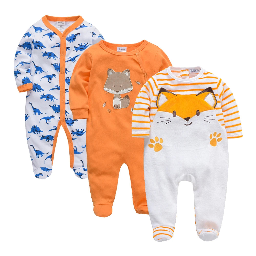 1/3 Pcs Baby Boys Rompers Cartoon Print Overalls Cotton Infant Clothing Kids Jumpsuit Newborn Pajimas 0-3 Months